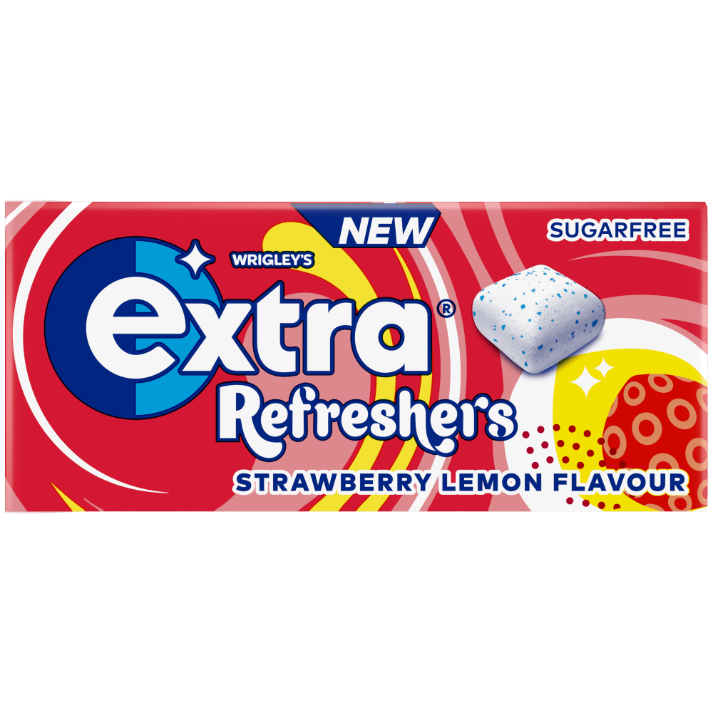 Extra Refreshers Gum Straw Lemon Flavour Sugar Free 7pc (UK)