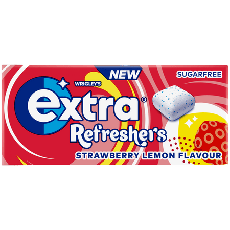 Extra Refreshers Gum Straw Lemon Flavour Sugar Free 7pc (UK)