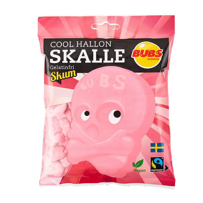 Bubs Cool Raspberry Foam Skulls 90g (EU)