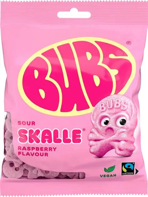 Swedish Bubs Sour Raspberry Skalle 90g (EU)