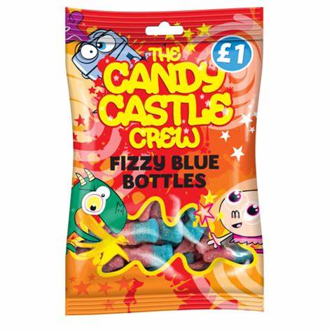 The Candy Castle Crew Fizzy Blue Bottles 90g (UK) BBDATE END JAN 2025