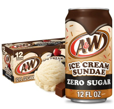 A&W Ice Cream Sundae Soda ZERO SUGAR Can 355ml (USA)