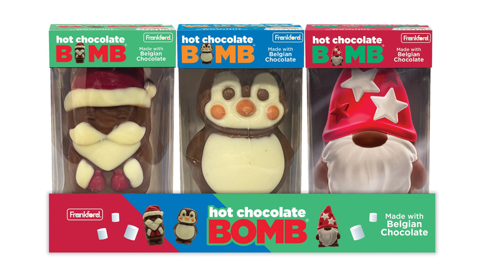 Frankford Color Hot Chocolate Bomb, Santa/Penguin/Gnome (USA)- PRE-ORDER