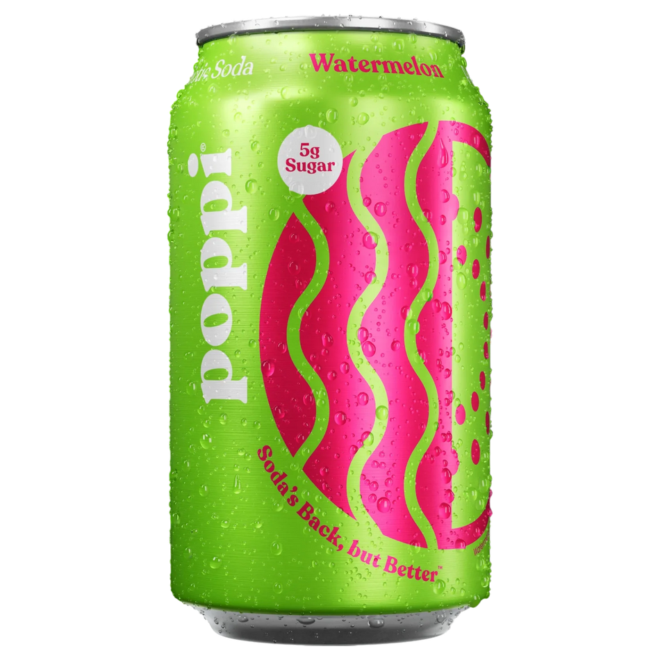 Poppi Watermelon Prebiotic Soda 355ml (USA)